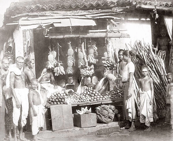 Street fruit stall, India or Ceylon (Sri Lanka) c. 1880 s