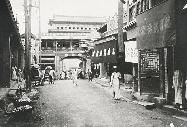 Street and gate, likely Seoul Korea