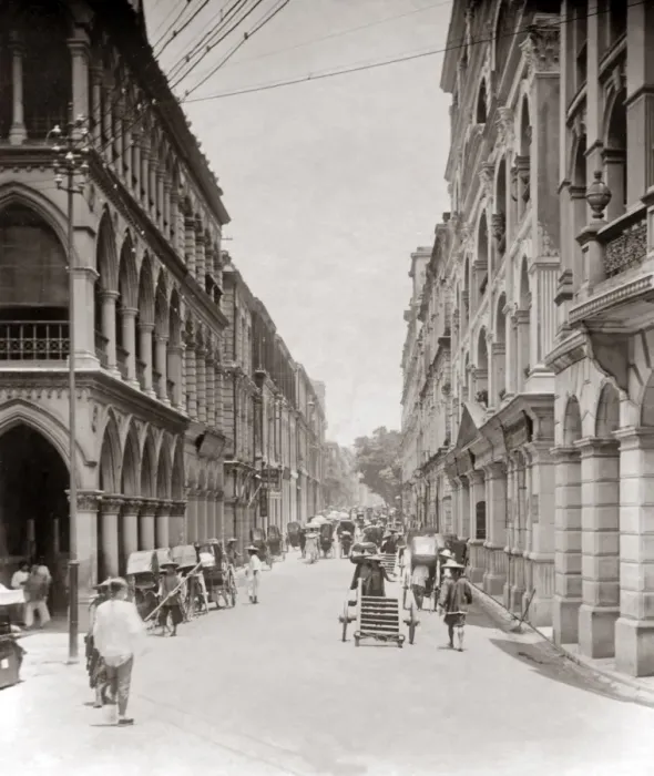 Framed Print : Street in Hong Kong, circa 1890 Framed Print : Street in Hong Kong, circa 1890