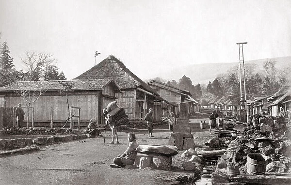 Street life in a Japanese village, c. 1870 s