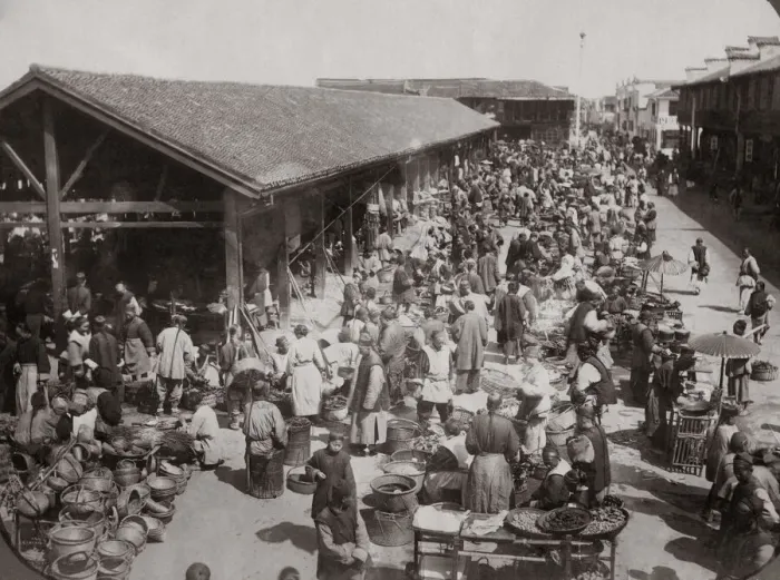 Framed Print : Street market, Shanghai, China, c 1880 s Framed Print : Street market, Shanghai, China, c 1880 s