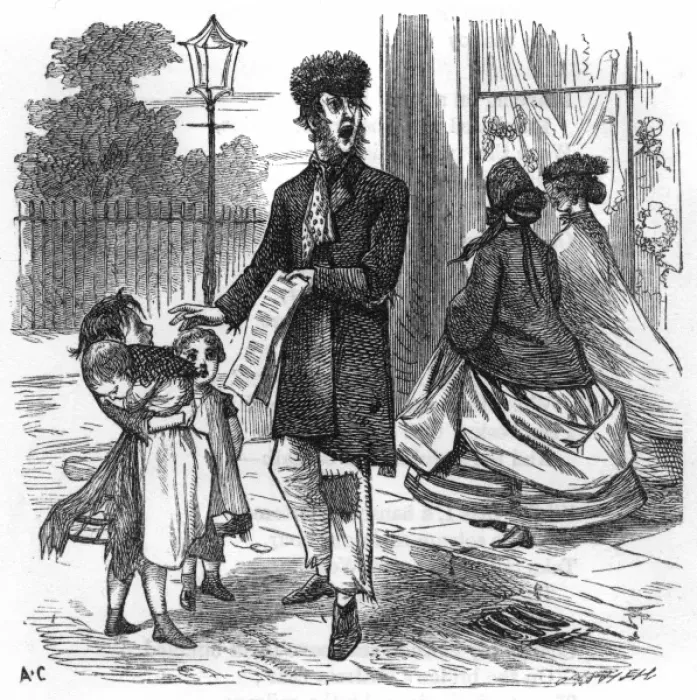 Framed Print : Street music: a ballad singer, 1865 Framed Print : Street music: a ballad singer, 1865