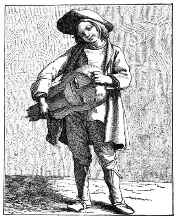 Framed Print : Street music: hurdy gurdy player, 1740 Framed Print : Street music: hurdy gurdy player, 1740
