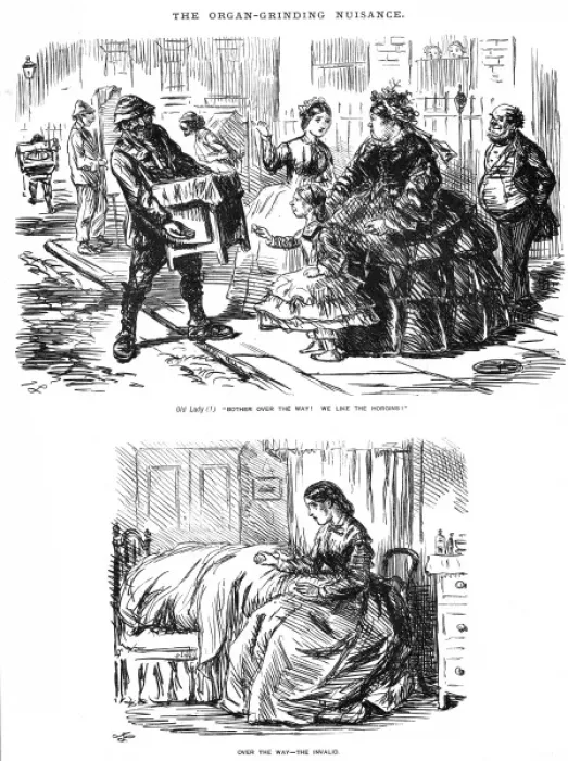 Framed Print : Street music: The organ grinding nuisance, 1864 Framed Print : Street music: The organ grinding nuisance, 1864