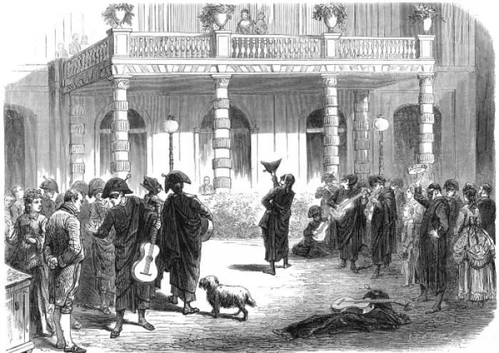 Framed Print : Street music: Queen serenaded, 1870