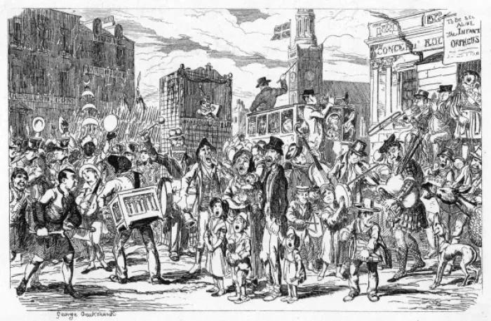 Framed Print : Street music: St Cecilias Day street scene, 1837 Framed Print : Street music: St Cecilias Day street scene, 1837
