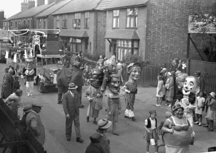 Framed Print : Street parade with people in costume Framed Print : Street parade with people in costume