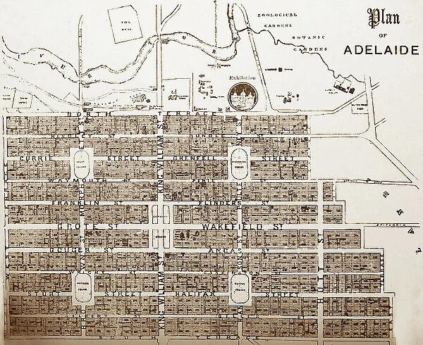 A street plan of Adelaide, Australia, Victorian period