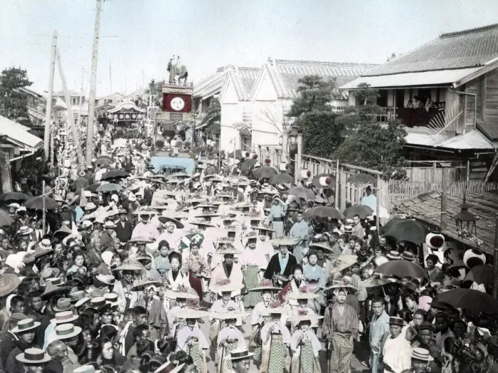 Framed Print : Street procession, festival or carnival, Japan, c. 1890 Vintage late 19th century Framed Print : Street procession, festival or carnival, Japan, c. 1890 Vintage late 19th century