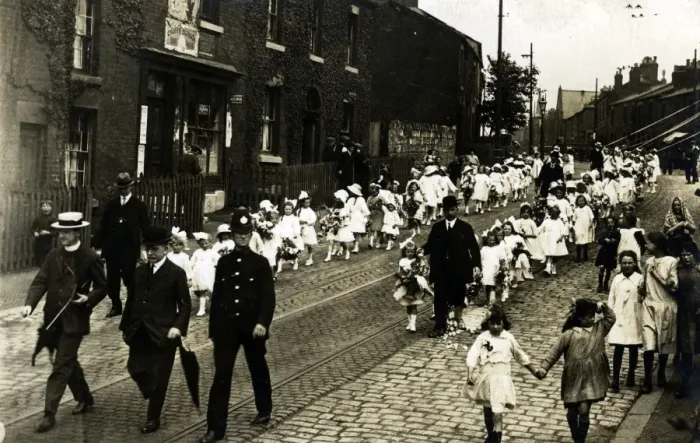 Framed Print : Street Procession, Unknown location, Shropshire Framed Print : Street Procession, Unknown location, Shropshire