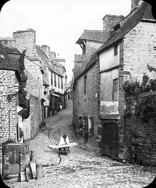 Street scene in Avranches, Normandy, France