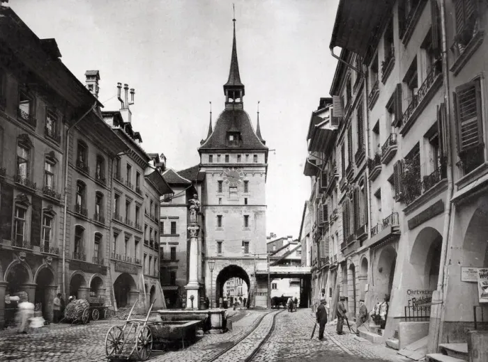 Framed Print : Street scene in Berne, Bern, Switzerland Framed Print : Street scene in Berne, Bern, Switzerland