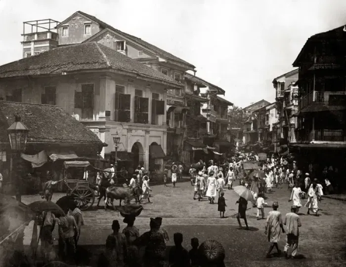 Framed Print : Street scene, Bombay, India, circa 1880s Framed Print : Street scene, Bombay, India, circa 1880s