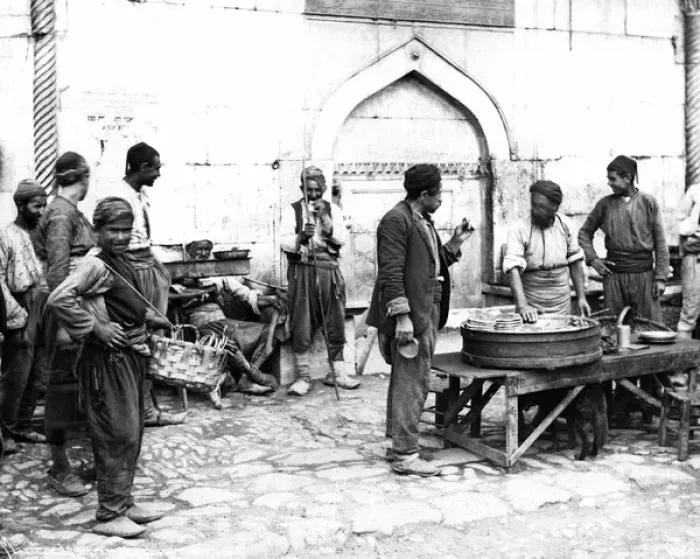 Framed Print : Street scene with bread vendor, Turkey Framed Print : Street scene with bread vendor, Turkey