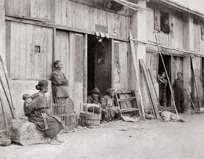 Framed Print : Street scene, Chinese quarter, Hong Kong, c. 1870 Framed Print : Street scene, Chinese quarter, Hong Kong, c. 1870