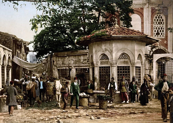 Street scene in Constantinople (Istanbul) Turkey, circa 1890