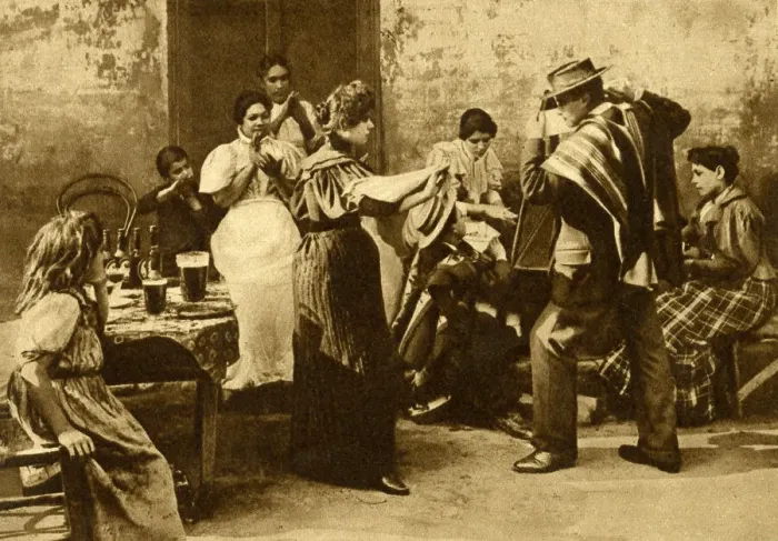 Framed Print : Street scene with dancers, Chile, South America Framed Print : Street scene with dancers, Chile, South America
