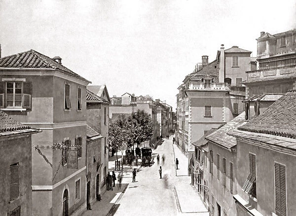Street scene, Gibraltar, circa 1880s. Date: circa 1880s