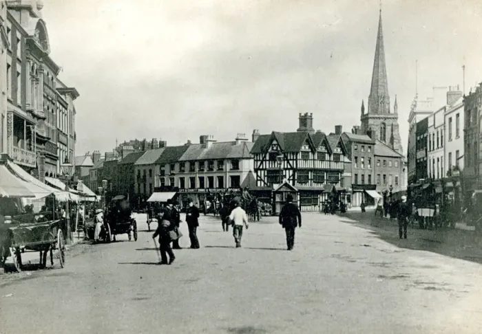 Framed Print : Street scene in Hereford, Herefordshire Framed Print : Street scene in Hereford, Herefordshire