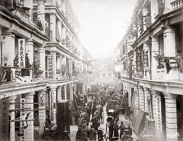 Street scene, Hong Kong, circa 1890s. Date: circa 1890s