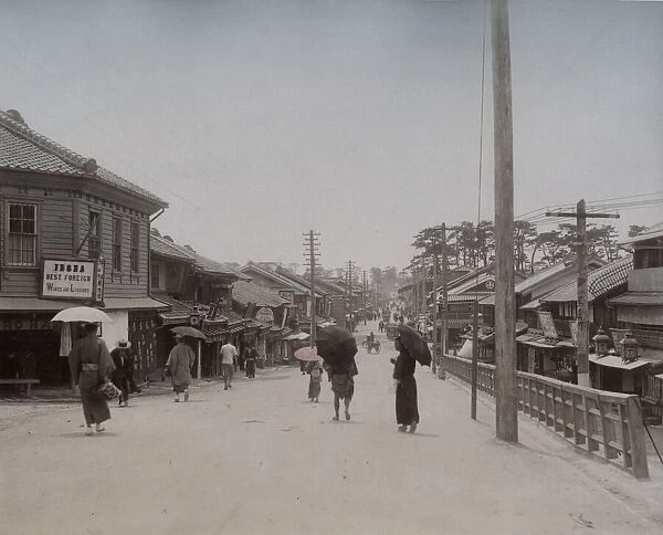 Street scene in Japan, showing a foreign wine shop