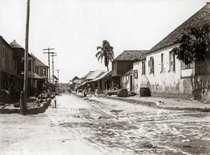 Framed Print : Street scene, Kingston, Jamaica, circa 1900 Framed Print : Street scene, Kingston, Jamaica, circa 1900