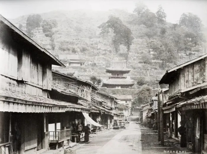Framed Print : Street scene, Nagasaki - Japan Framed Print : Street scene, Nagasaki - Japan