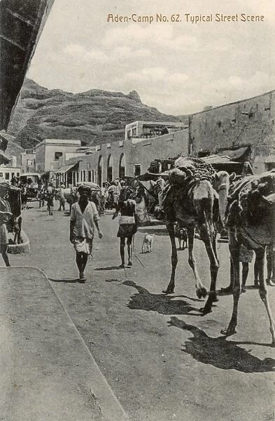 Street scene near army camp, Aden