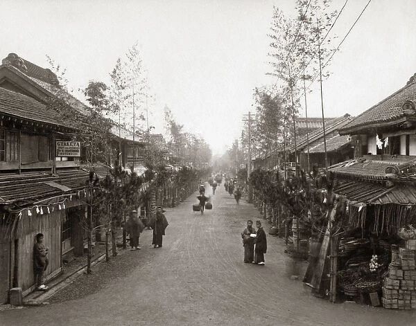 Street scene on New Years Day, Yokohama, circa 1880s