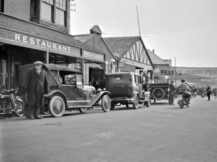Framed Print : Street scene outside Pratts garage Framed Print : Street scene outside Pratts garage