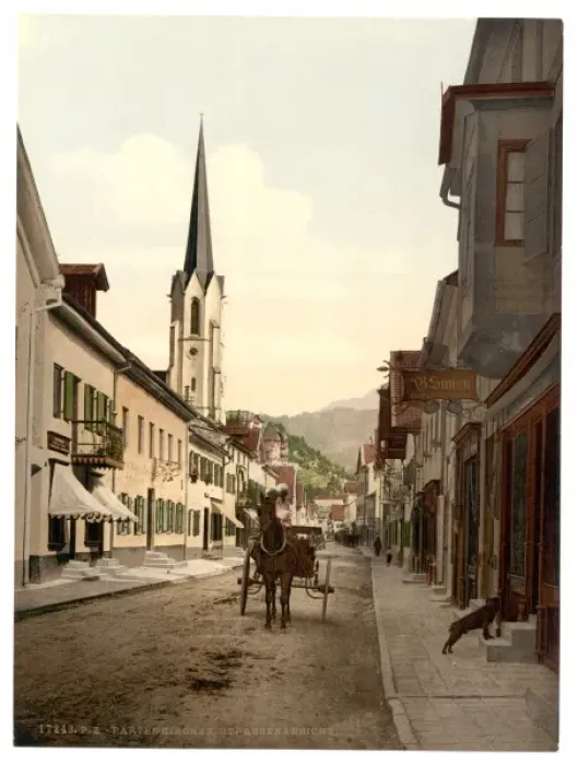 Framed Print : Street scene, Partenkirchen, Upper Bavaria, Germany Framed Print : Street scene, Partenkirchen, Upper Bavaria, Germany