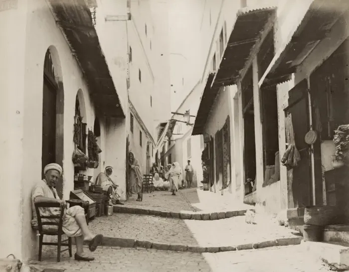 Framed Print : Street scene, probably Algiers, Algeria Framed Print : Street scene, probably Algiers, Algeria