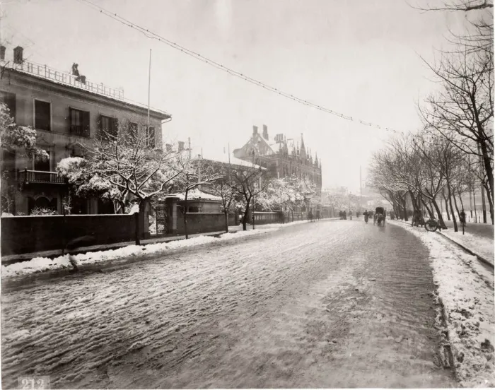 Framed Print : Street scene, Shanghai, China, c. 1890 s, in the snow Framed Print : Street scene, Shanghai, China, c. 1890 s, in the snow