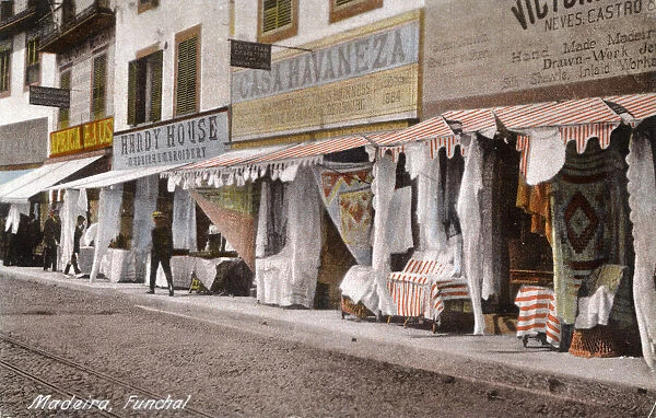 Street scene with shops in Funchal, Madeira