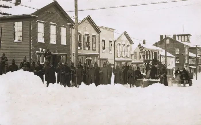 Framed Print : Street scene with snow, USA Framed Print : Street scene with snow, USA
