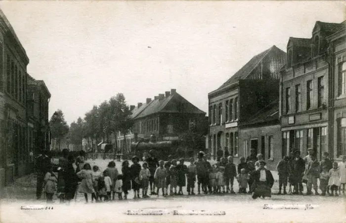 Framed Print : Street Scene with Steam Engine, Unknown location Framed Print : Street Scene with Steam Engine, Unknown location