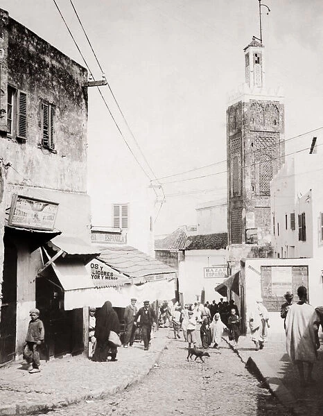 Street scene in Tangier, Morocco, c. 1900