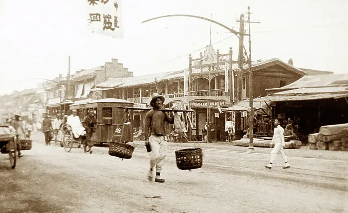 Framed Print : Street scene, Tianjin, China, early 1900s Framed Print : Street scene, Tianjin, China, early 1900s