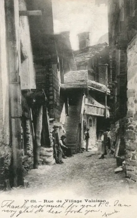 Framed Print : Street scene in village, Valais, Switzerland Framed Print : Street scene in village, Valais, Switzerland