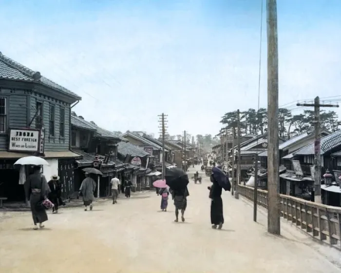 Framed Print : Street scene with wine shop, Kobe, Japan Framed Print : Street scene with wine shop, Kobe, Japan
