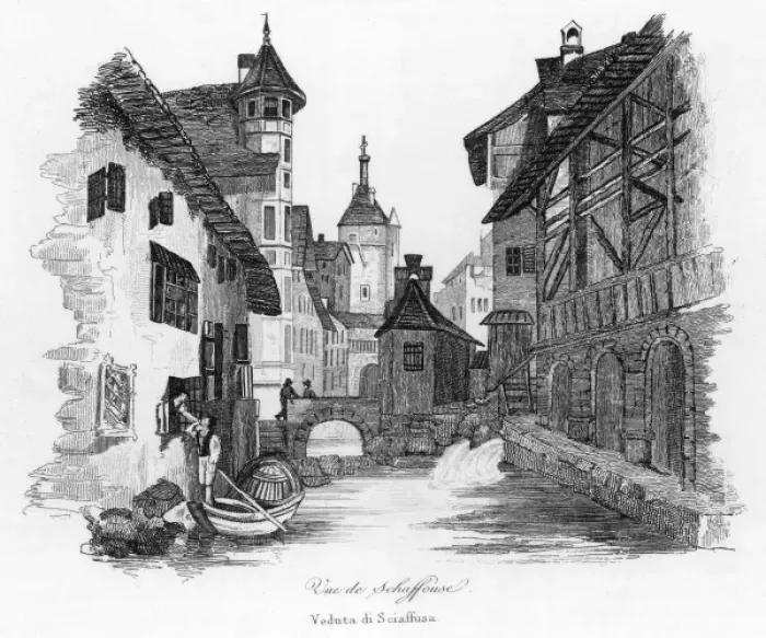 Framed Print : Street in Schaffhausen, Schaffhausen Canton, Switzerland Framed Print : Street in Schaffhausen, Schaffhausen Canton, Switzerland
