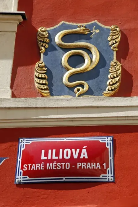 Framed Print : Street sign and snake in Prague Framed Print : Street sign and snake in Prague