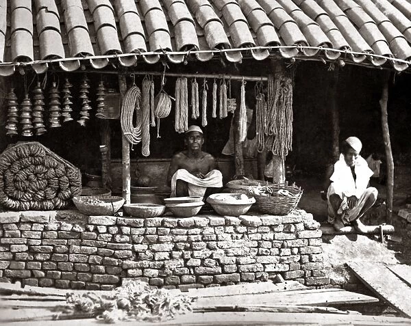 Street store, India, circa 1890