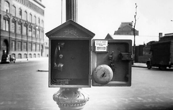 Street telephone fire alarm, out of order