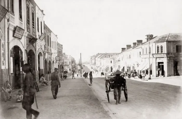 Framed Print : Street in Tientsin, China c. 1900 Framed Print : Street in Tientsin, China c. 1900