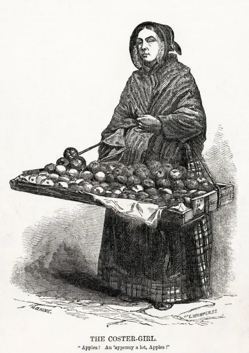 Framed Print : Street trader - apple seller 1850s Framed Print : Street trader - apple seller 1850s