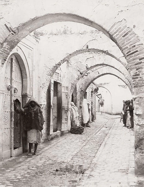 Street in Tunis with arches, architecture, Tunisia