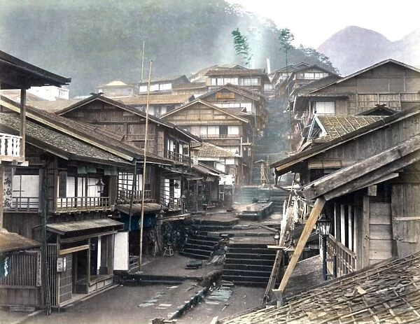 Street view, probably Enoshima, Japan, circa 1880s