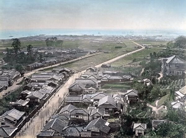 Street view towards the sea, Kobe, Japan, circa 1880s