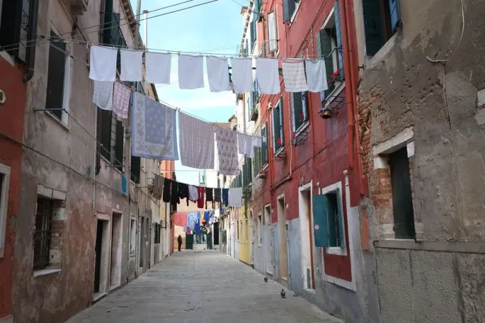 Framed Print : Street washing out to dry, Arsenale, Venice Framed Print : Street washing out to dry, Arsenale, Venice